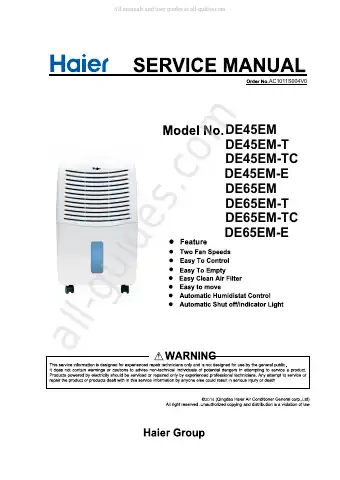 Haier DE45EM Service Manual first page preview