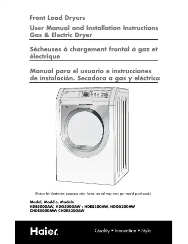 Haier CHDE5300AW User Manual And Installation Instructions first page preview