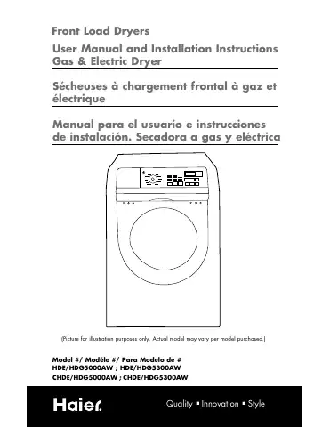 Haier HDE5000AW User Manual And Installation Instructions first page preview