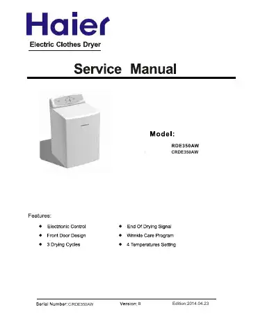 Haier CRDE350AW Service Manual first page preview