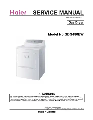 Haier GDG480BW Service Manual first page preview