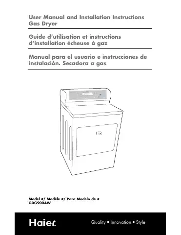Haier GDG900AW User Manual And Installation Instructions first page preview