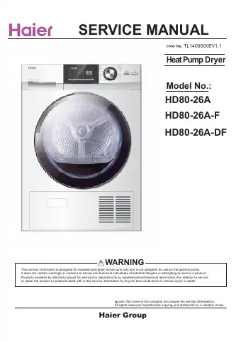 Haier HD80-26A Service Manual first page preview