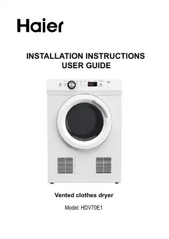 Haier HDV70E1 Installation Instructions & User Manual first page preview