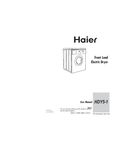 Haier HDY5-1 User Manual first page preview