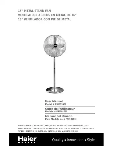 Haier FSM016M - 10-04 User Manual first page preview