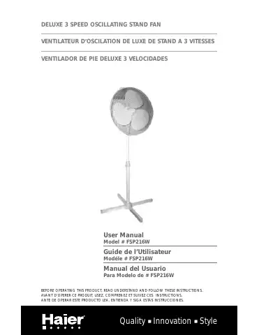 Haier FSP216W - 01-05 User Manual first page preview