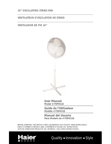Haier FSPH116 - 01-05 User Manual first page preview