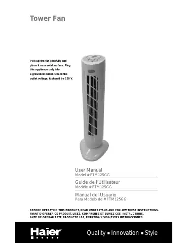 Haier FTM125GG - 01-05 User Manual first page preview