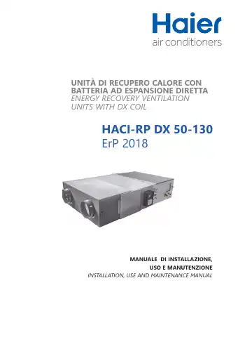 Haier HACI-RP DX Series Installation, Use And Maintenance Manual first page preview