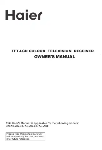 Haier L26A9-AK Owner's Manual first page preview