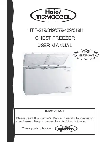 Haier HTF-319H User Manual first page preview