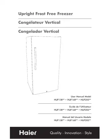 Haier HUF138 Series User Manual first page preview