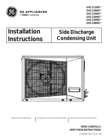 Haier GE UUC112WC Series Installation Instructions Manual first page preview