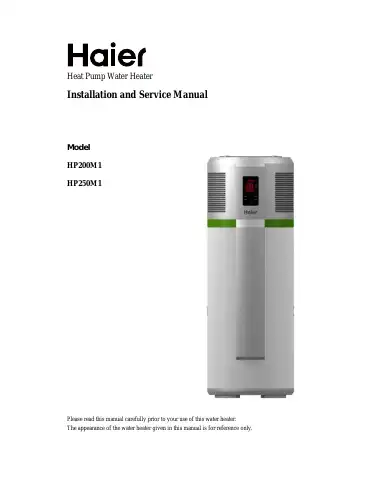 Haier hp250m1 Installation And Service Manual first page preview