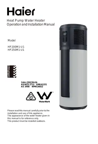 Haier HP200M1-U1 Operation And Installation Manual first page preview