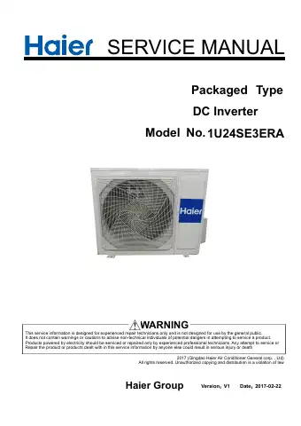 Haier 1U24SE3ERA Service Manual first page preview