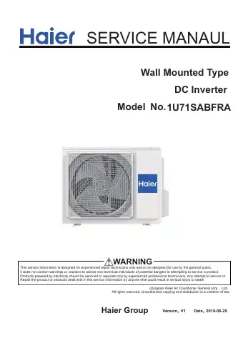 Haier 1U71SABFRA Service Manual first page preview