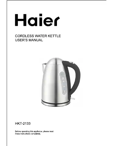 Haier HKT-2133 User Manual first page preview
