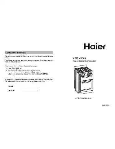 Haier HOR54B5MGW1 User Manual first page preview