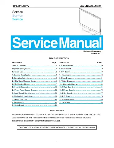 Haier LT32A1 Service Manual first page preview