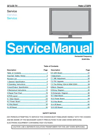 Haier LT32F6 Service Manual first page preview