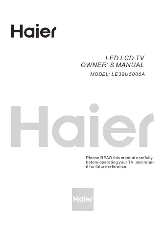 Haier LE32U5000A Owner's Manual first page preview