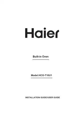 Haier HCO-T10U1 Installation Manual/user Manual first page preview