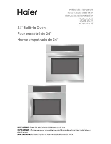Haier HCW225LAES Installation Instructions Manual first page preview