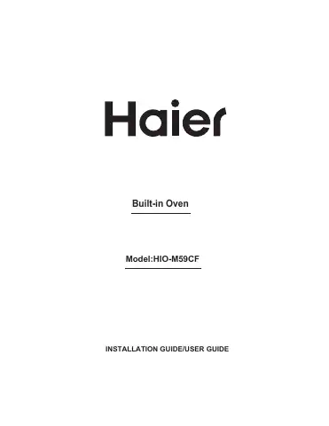 Haier HIO-M59CF Installation Manual/user Manual first page preview