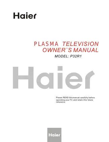 Haier P32R1 Owner's Manual first page preview