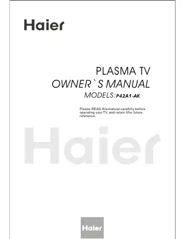 Haier P42A1-AKS Owner's Manual first page preview