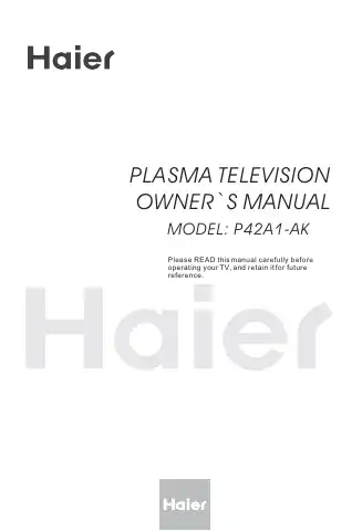 Haier P42A1-AK Owner's Manual first page preview