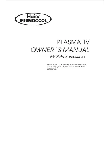 Haier P42S6A-C2 Owner's Manual first page preview