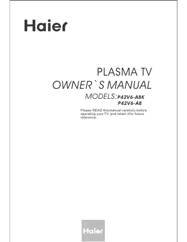 Haier P42V6-A8 Owner's Manual first page preview