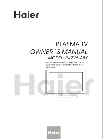 Haier P42V6-A8K Owner's Manual first page preview