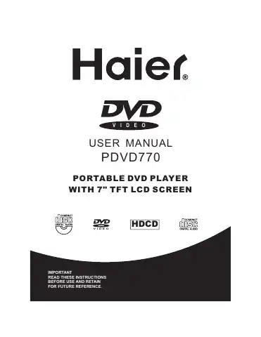 Haier PDVD770 User Manual first page preview
