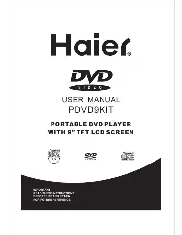 Haier PDVD9KIT - DVD Player - 9 User Manual first page preview