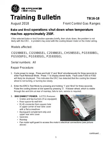 Haier GE CGS986EEL Training Bulletin first page preview
