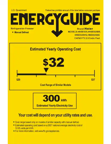Haier HNSEW025 Energy Manual first page preview