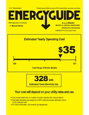 Haier HNSE04 Energy Manual first page preview