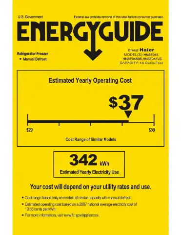Haier HNSE045 Energy Manual first page preview