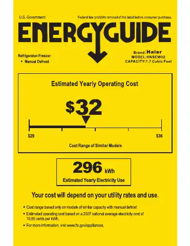 Haier HNSEW02 Energy Manual first page preview