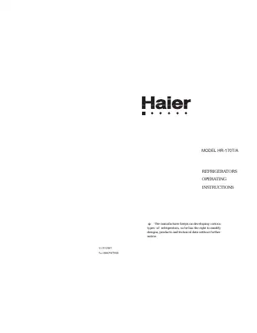 Haier HR-170T/A Operating Instructions Manual first page preview