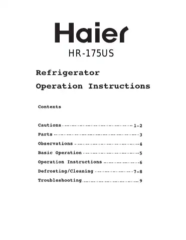 Haier HR-175US User Manual first page preview