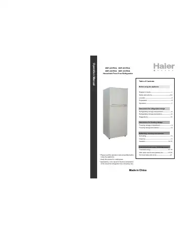 Haier HRF-221FR/A Operation Manual first page preview