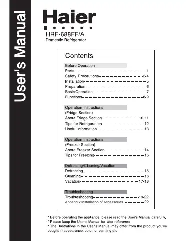 Haier HRF-688FF/A User Manual first page preview