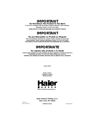 Haier HRF08WNA Manual first page preview