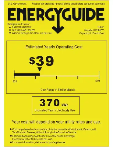 Haier HRF08WNDWW Energy Manual first page preview