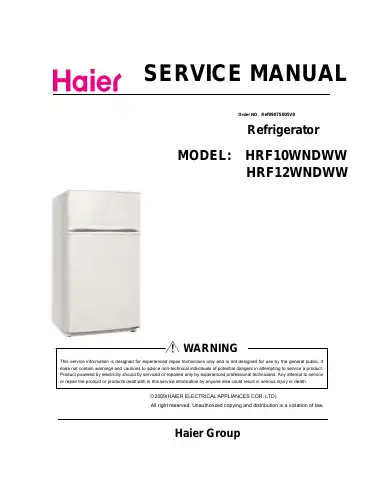 Haier HRF10WNDWW Service Manual first page preview